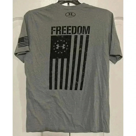 Under Armour UA Men's Freedom Flag Cotton Graphic T-Shirt Gray Size M - Picture 2 of 6